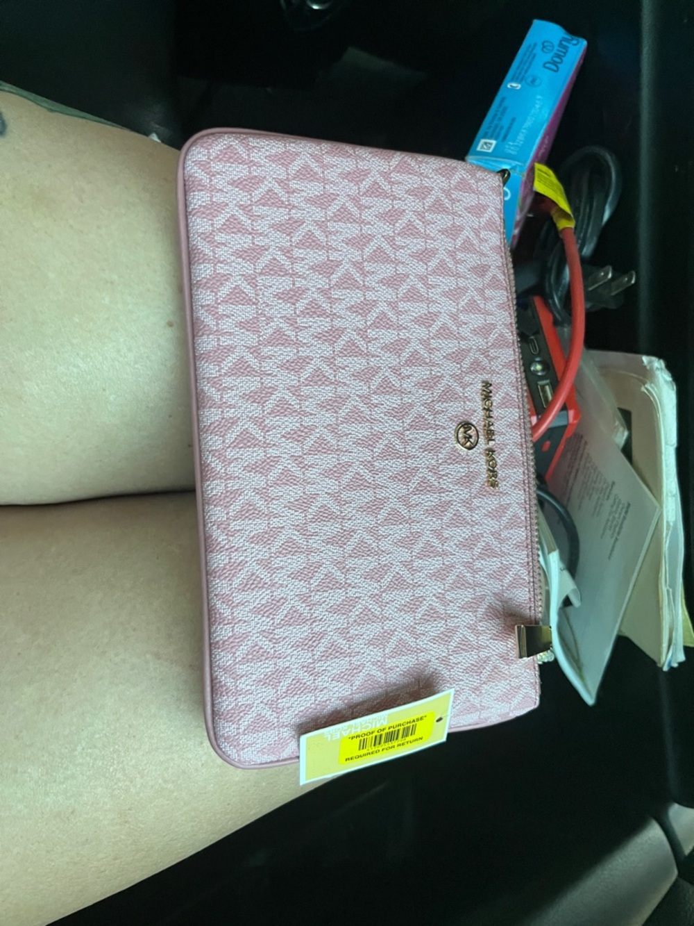 Michael Kors Pink MK Logo Zip Wristlet with Gold Hardware - Picture 3 of 4